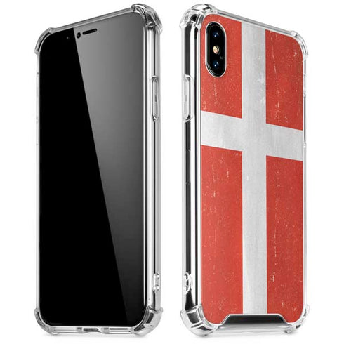 Denmark Flag Distressed iPhone X/XS Clear Case